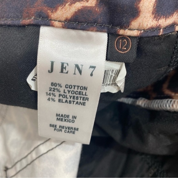 JEN7 by 7 For All Mankind Jeans Brown Leopard Ankle Skinny Jeans 28" Inseam NWT - Picture 7 of 15